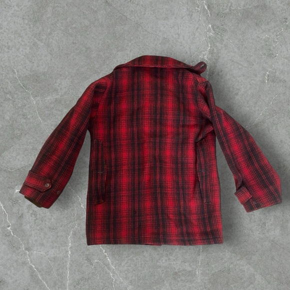 Vintage Woolrich Jacket Mens 38 Red Black 1940s Buffalo Plaid Chinstrap Hunting - Picture 6 of 6